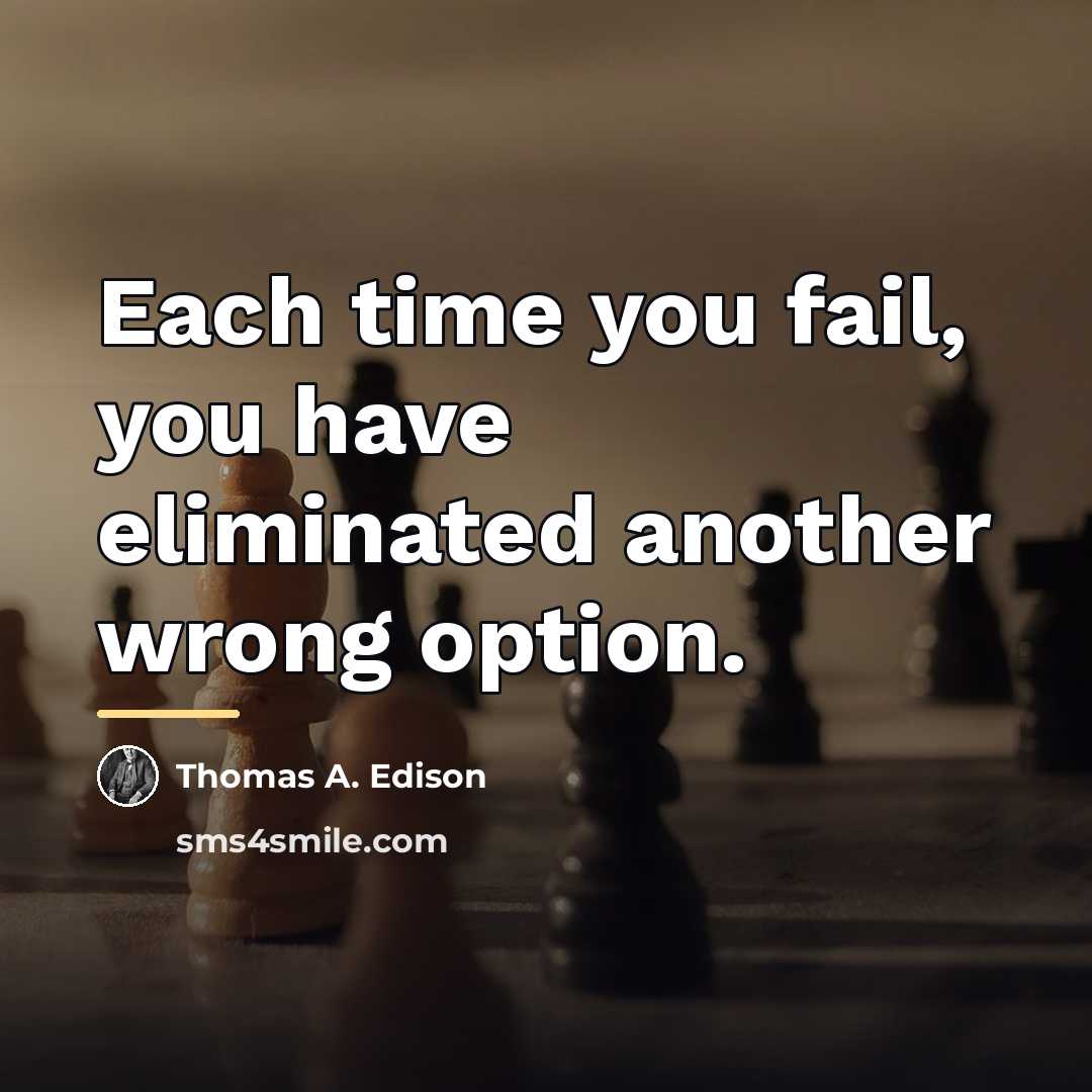 “Each time you fail, you have eliminated another wrong option.…” quote by Thomas A. Edison