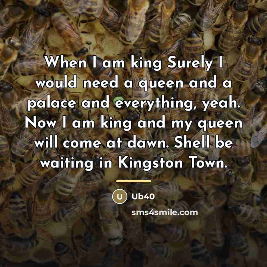 “When I am king Surely I would need a queen…” quote by Ub40