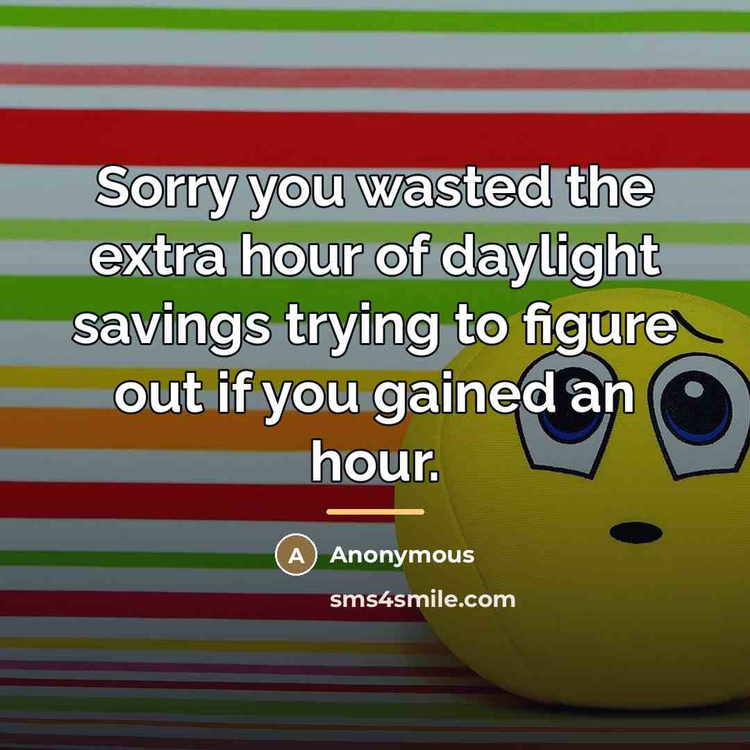 “Sorry you wasted the extra hour of daylight savings trying…” quote by Anonymous