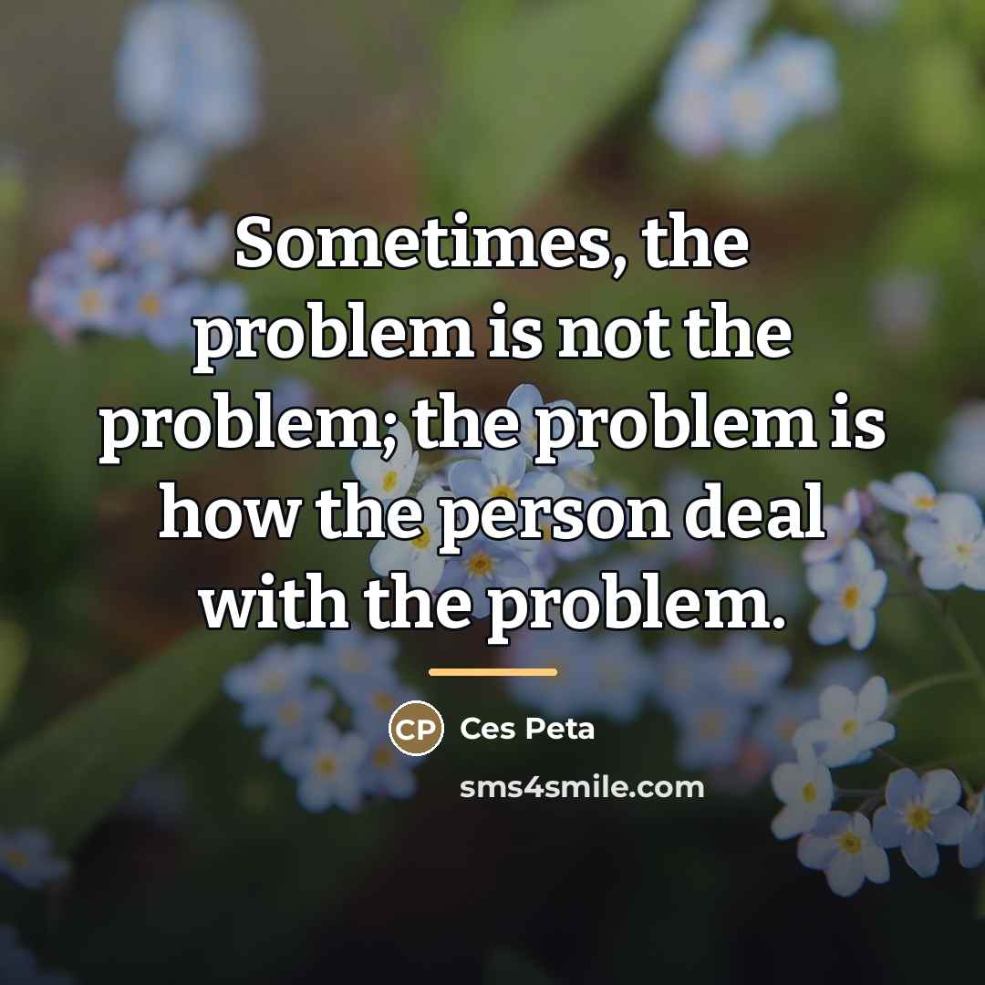 “Sometimes, the problem is not the problem; the problem is…” quote by Ces Peta