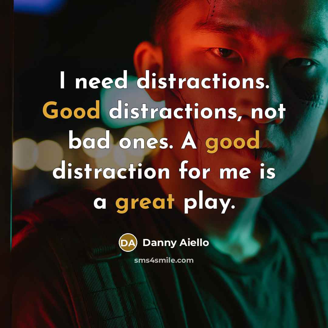 “I need distractions. Good distractions, not bad ones. A good distraction for me is a great play.” quote by Danny Aiello