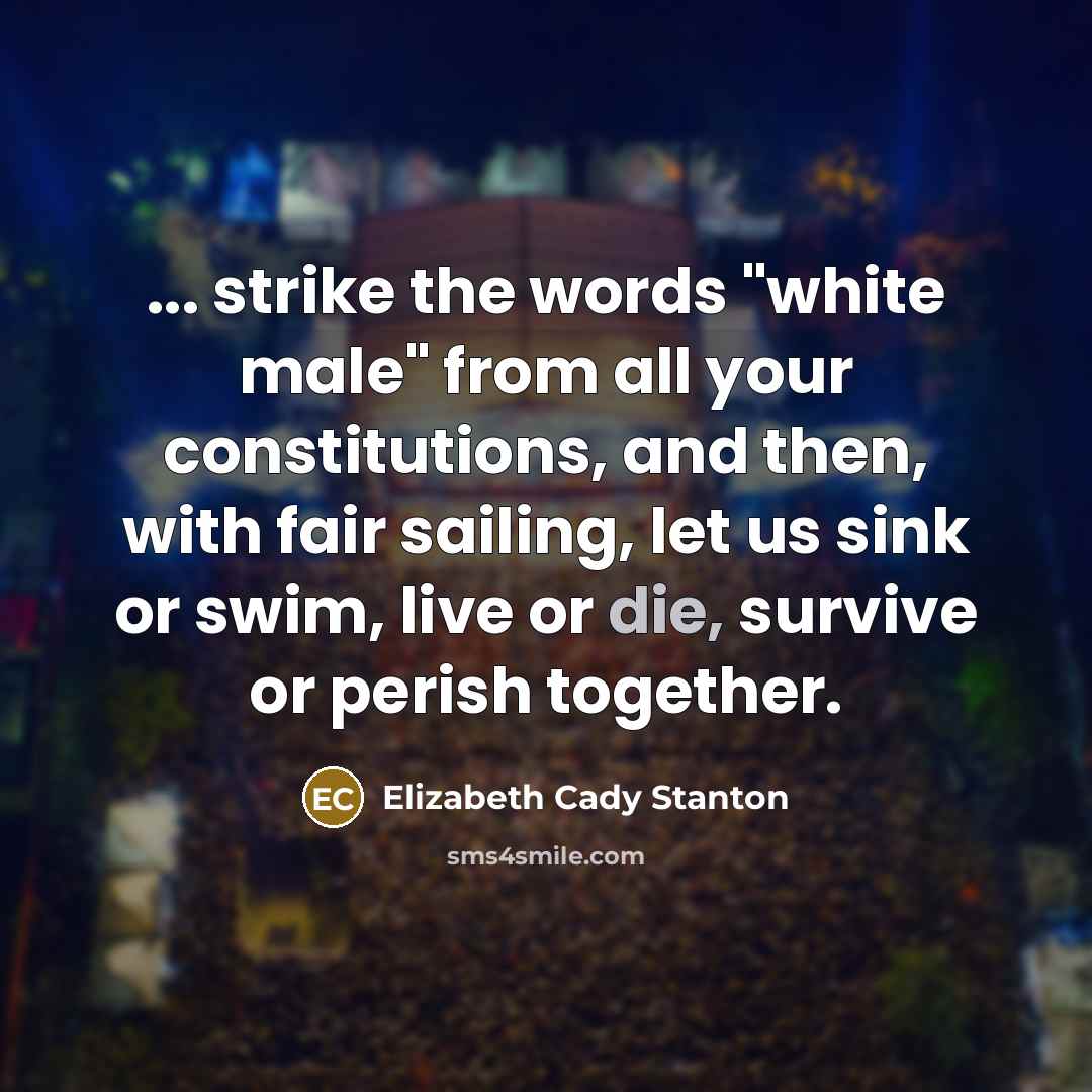 “... strike the words "white male" from all your constitutions,…” quote by Elizabeth Cady Stanton