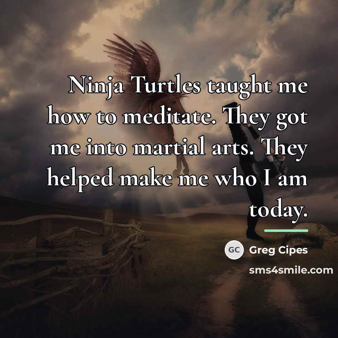 “Ninja Turtles taught me how to meditate. They got me…” quote by Greg Cipes