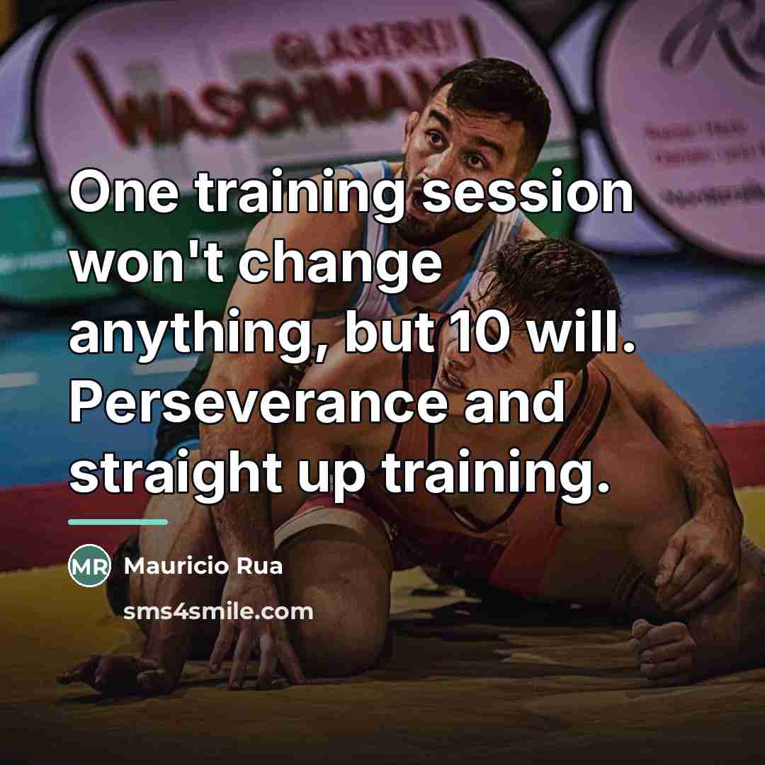 “One training session won't change anything, but 10 will. Perseverance…” quote by Mauricio Rua
