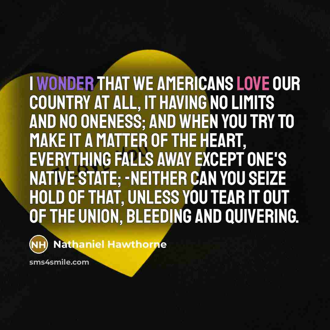 “I wonder that we Americans love our country at all,…” quote by Nathaniel Hawthorne
