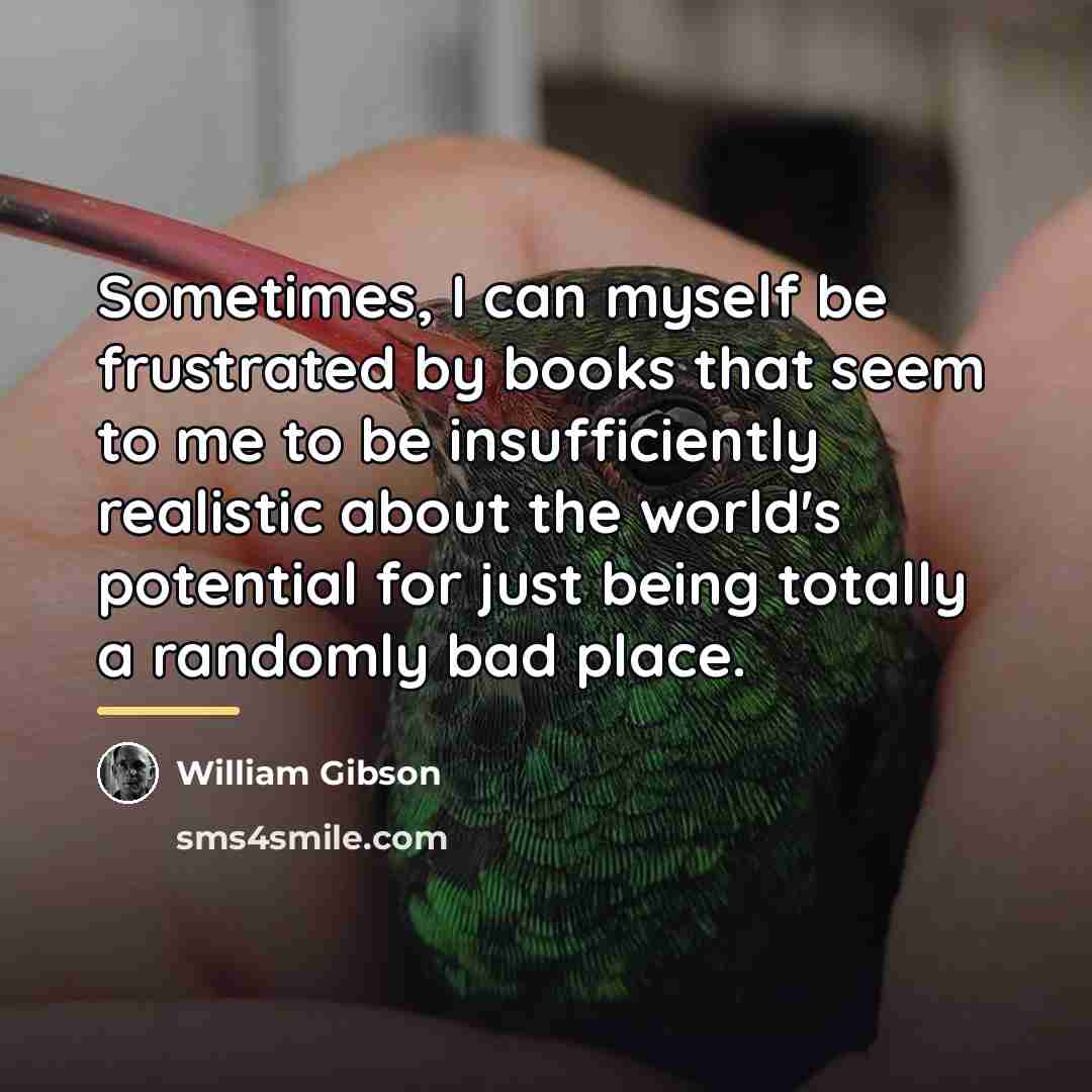 “Sometimes, I can myself be frustrated by books that seem…” quote by William Gibson