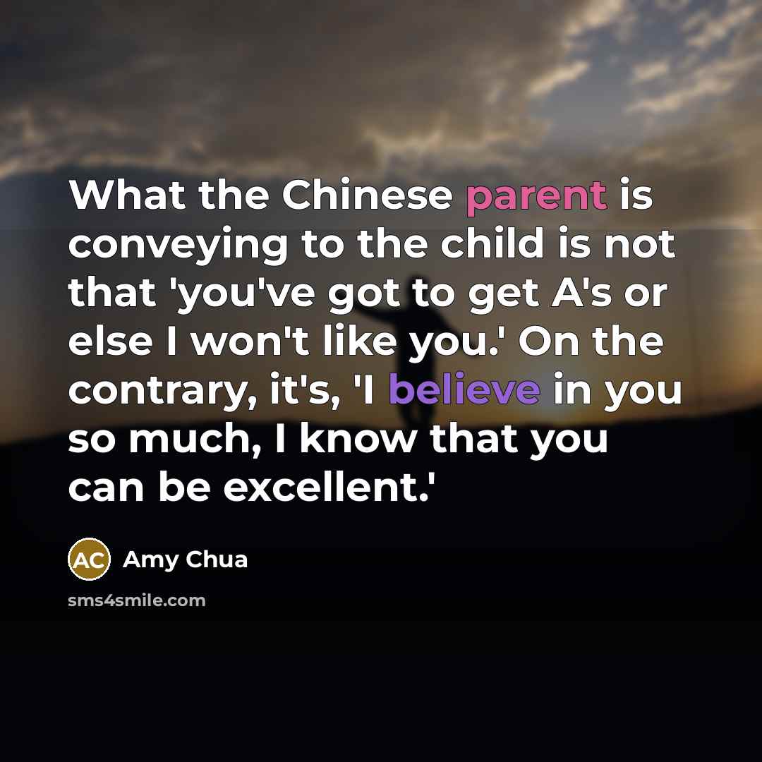 “What the Chinese parent is conveying to the child is…” quote by Amy Chua