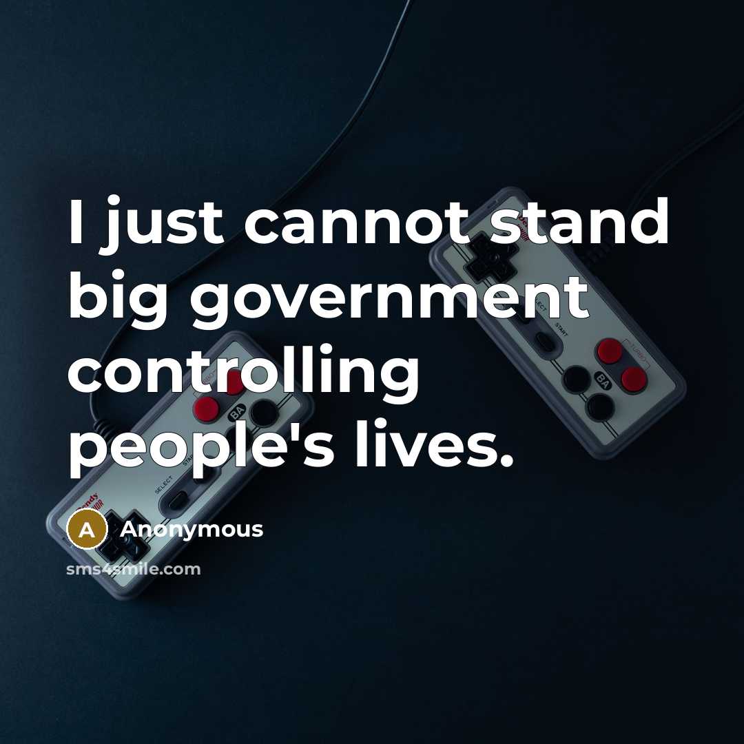 “I just cannot stand big government controlling people's lives.…” quote by Anonymous