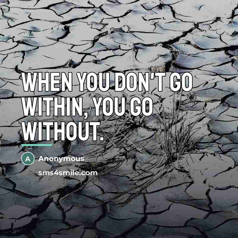 “When you don't go within, you go without.…” quote by Anonymous