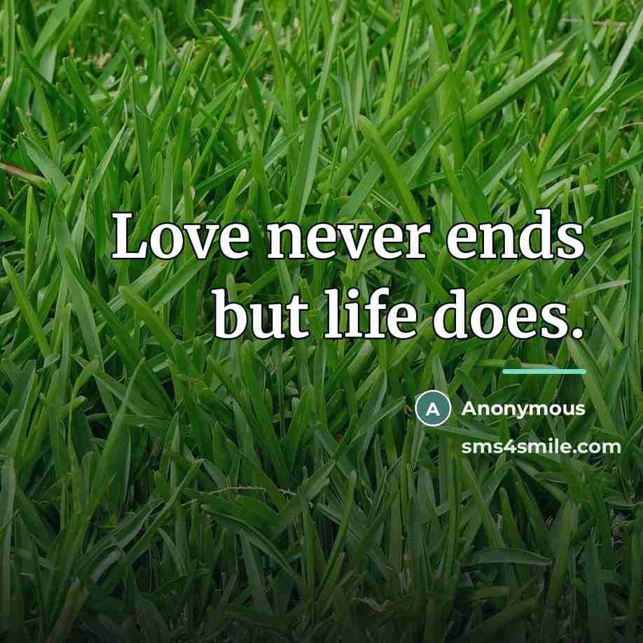 “Love never ends but life does.…” quote by Anonymous