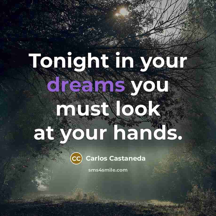 “Tonight in your dreams you must look at your hands.…” quote by Carlos Castaneda
