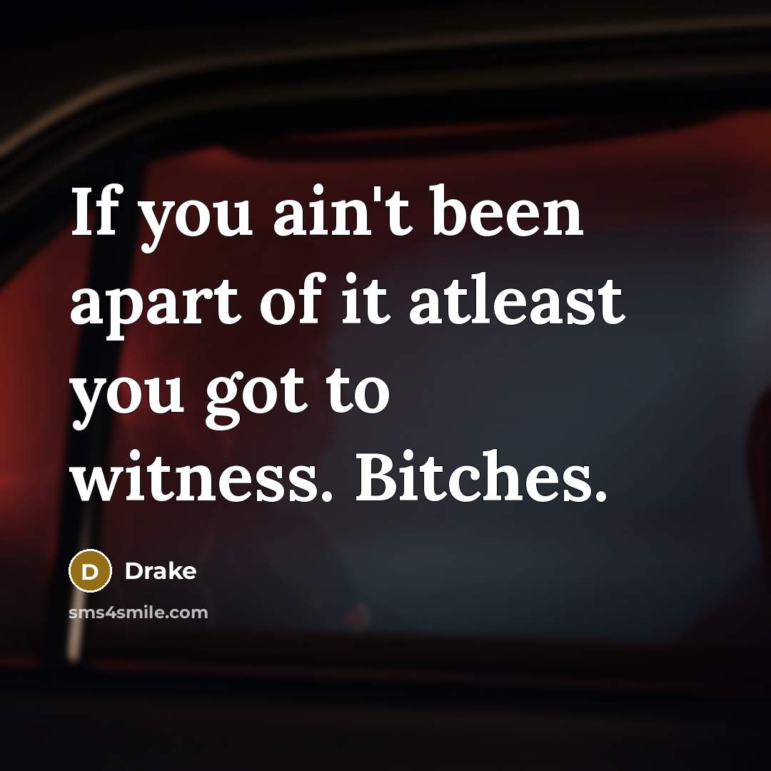 “If you ain't been apart of it atleast you got…” quote by Drake