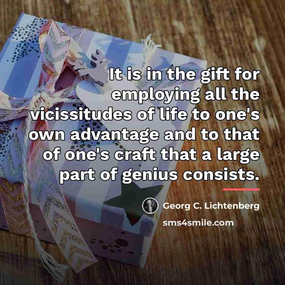“It is in the gift for employing all the vicissitudes…” quote by Georg C. Lichtenberg