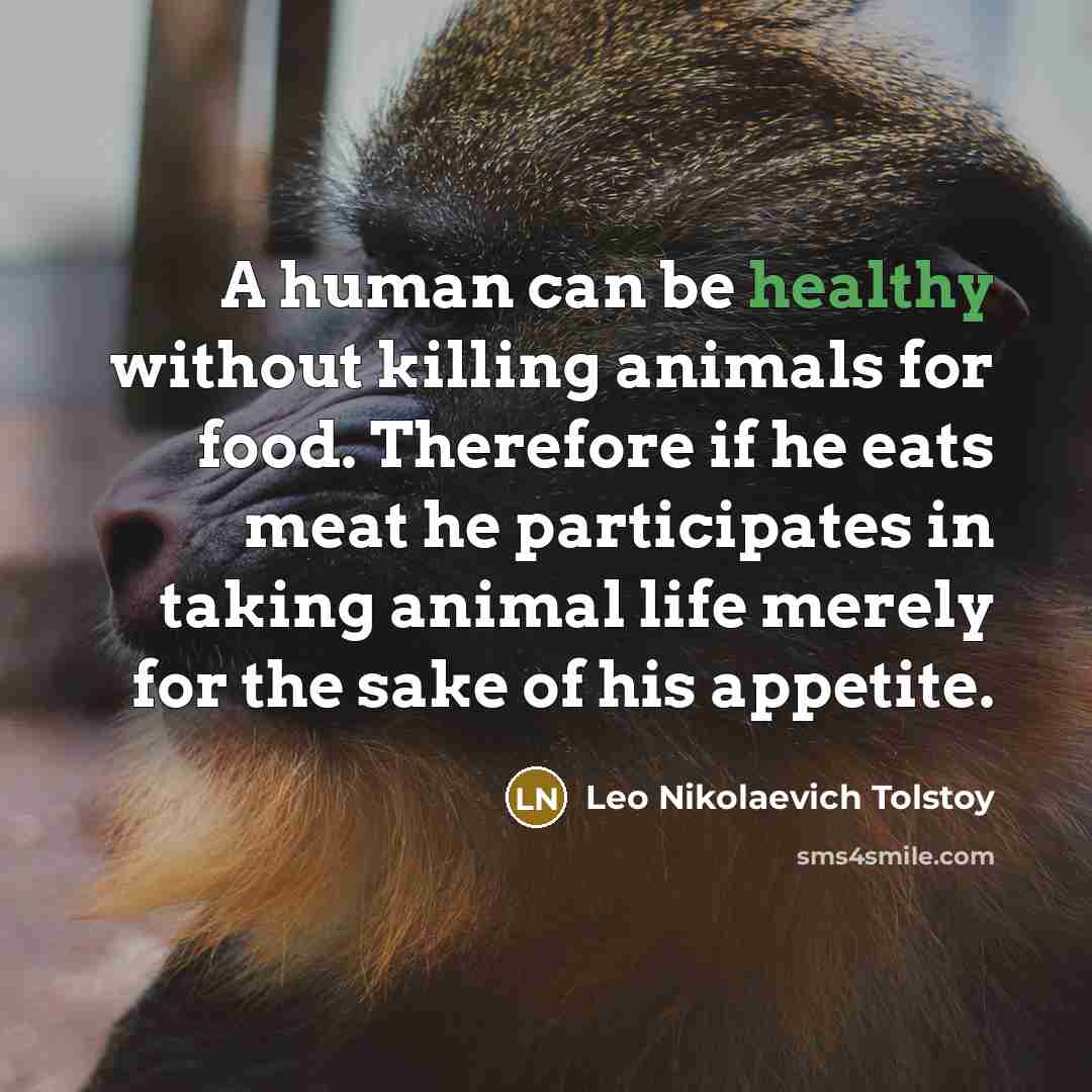 “A human can be healthy without killing animals for food.…” quote by Leo Nikolaevich Tolstoy
