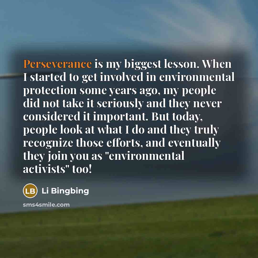 “Perseverance is my biggest lesson. When I started to get…” quote by Li Bingbing