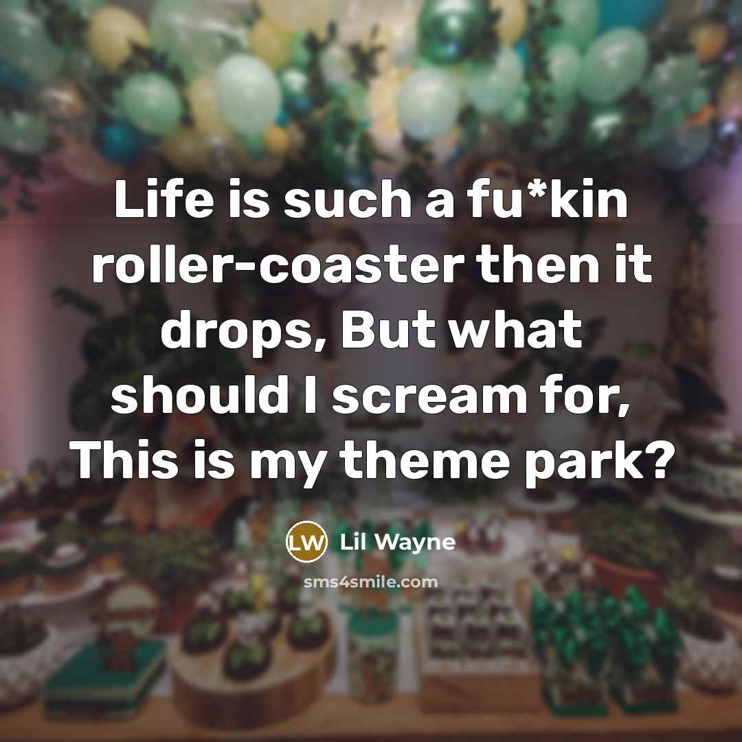 “Life is such a fu*kin roller-coaster then it drops, But…” quote by Lil Wayne