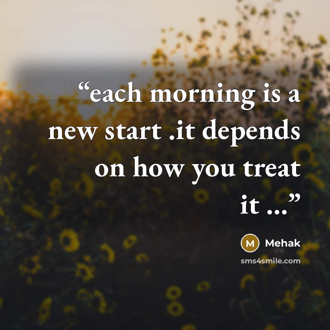 “each morning is a new start .it depends on how you treat it …” quote by Mehak