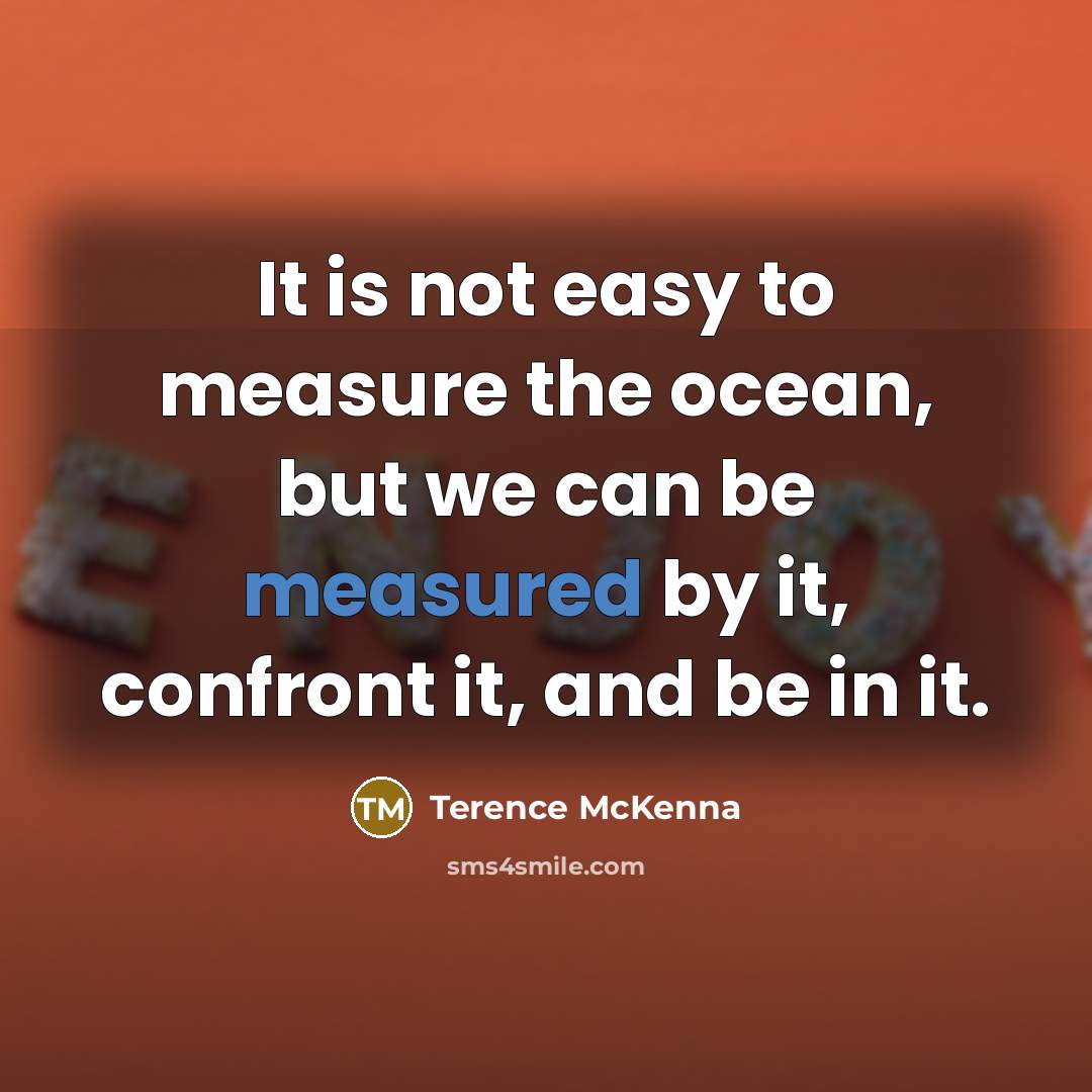 “It is not easy to measure the ocean, but we…” quote by Terence McKenna