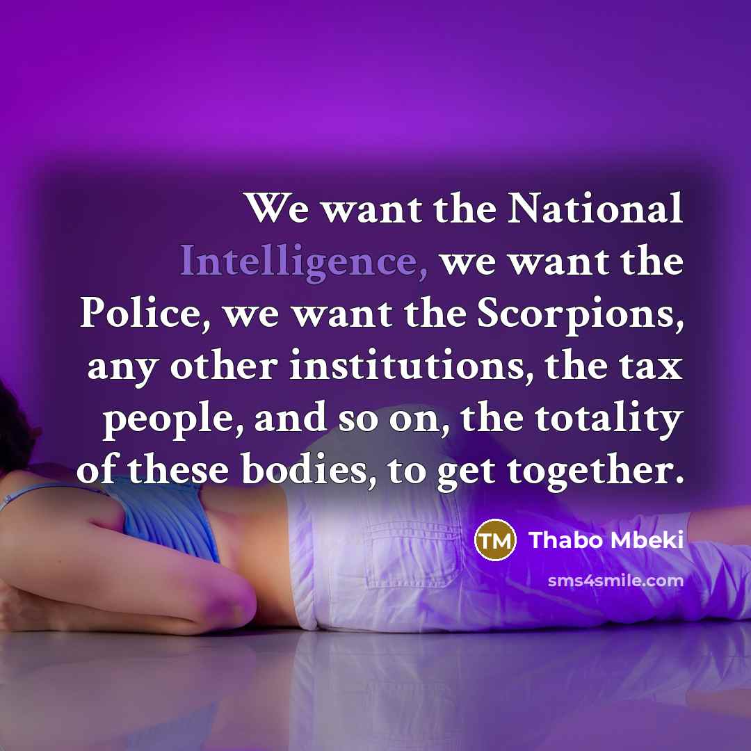 “We want the National Intelligence, we want the Police, we…” quote by Thabo Mbeki