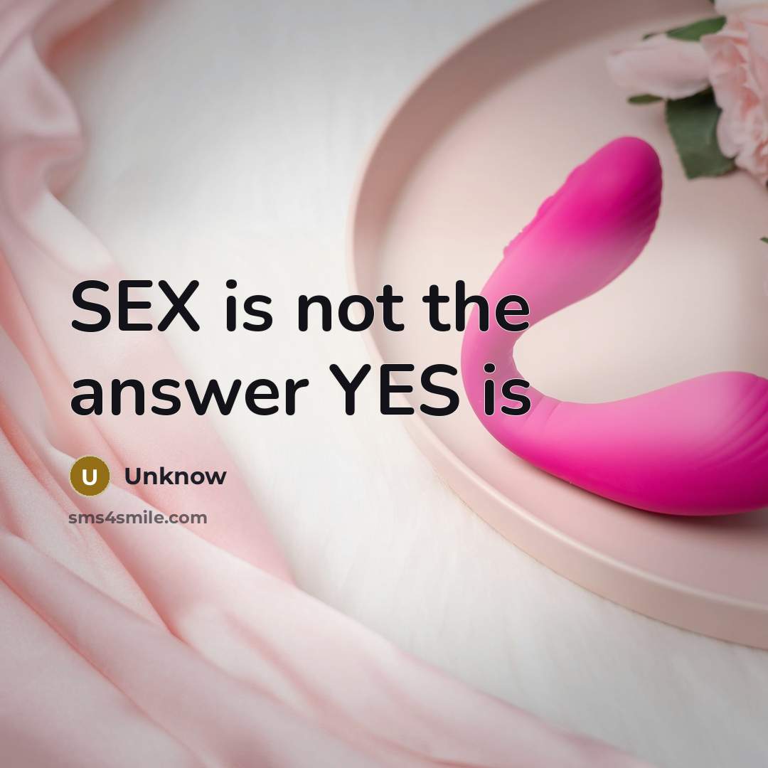 “SEX is not the answer YES is” quote by Unknow