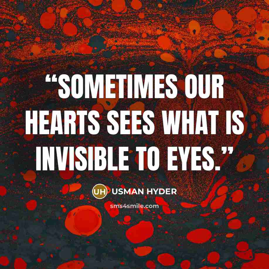“SOMETIMES OUR HEARTS SEES WHAT IS INVISIBLE TO EYES.” quote by USMAN HYDER