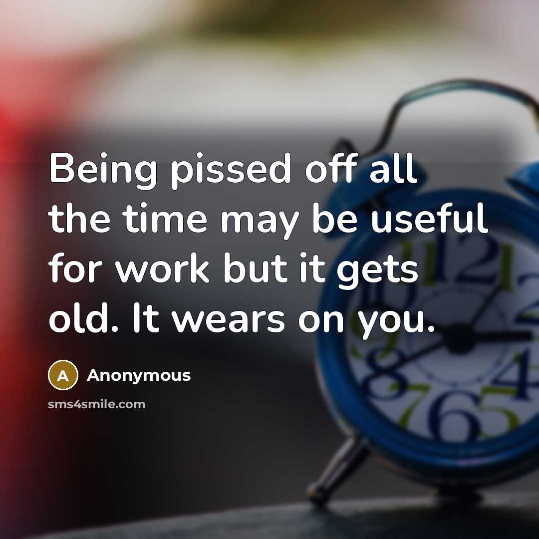 “Being pissed off all the time may be useful for…” quote by Anonymous