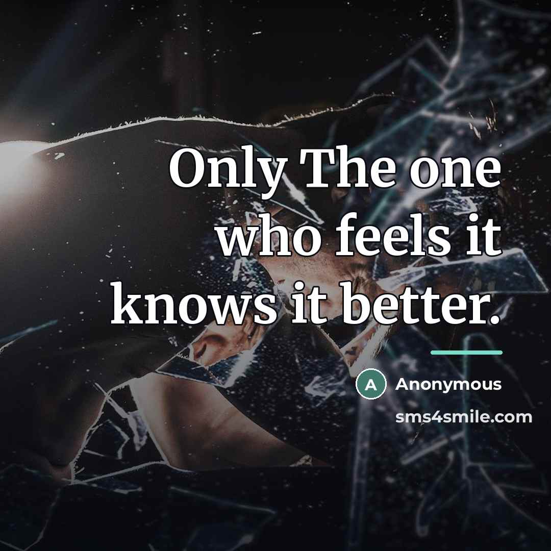 “Only The one who feels it knows it better.…” quote by Anonymous