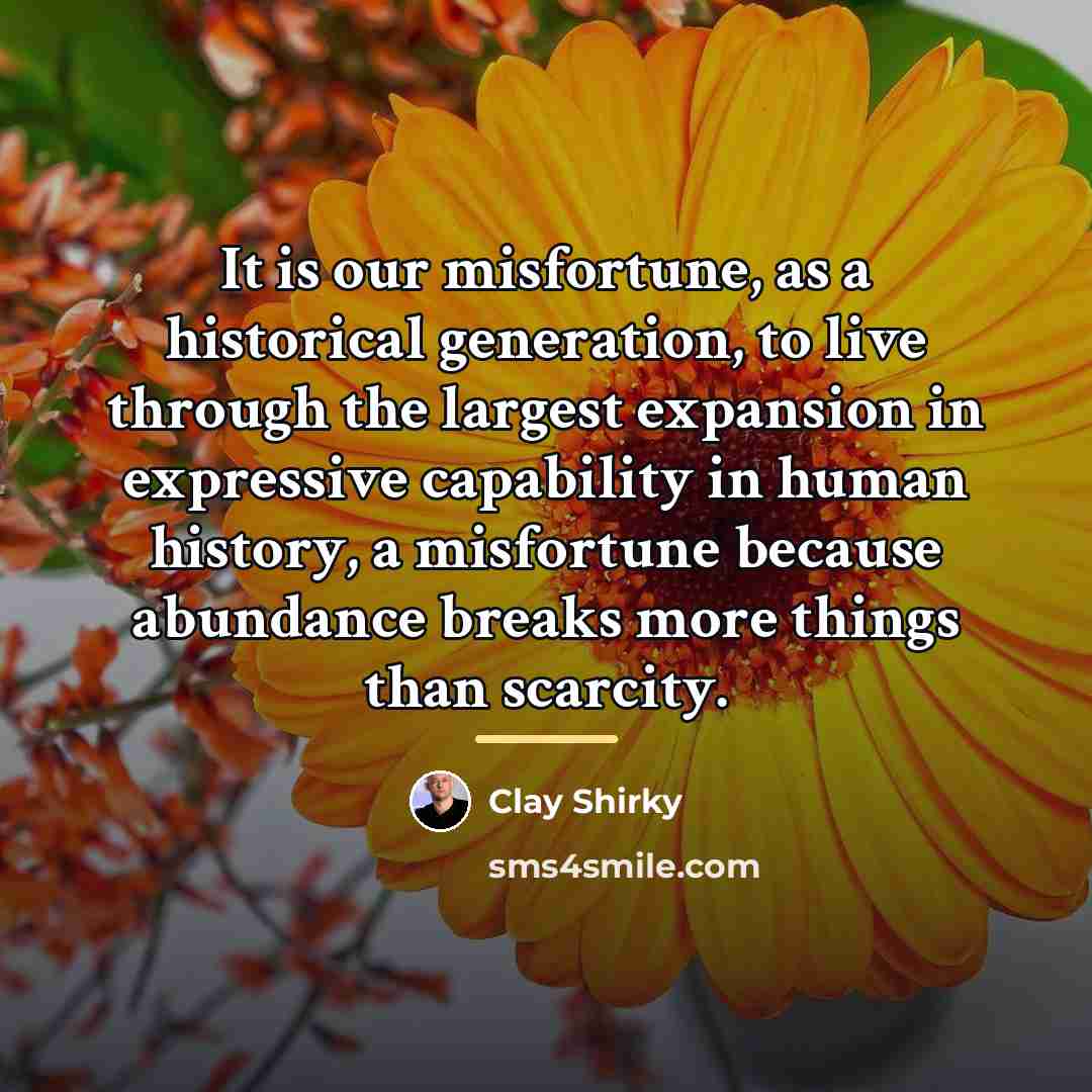 “It is our misfortune, as a historical generation, to live…” quote by Clay Shirky
