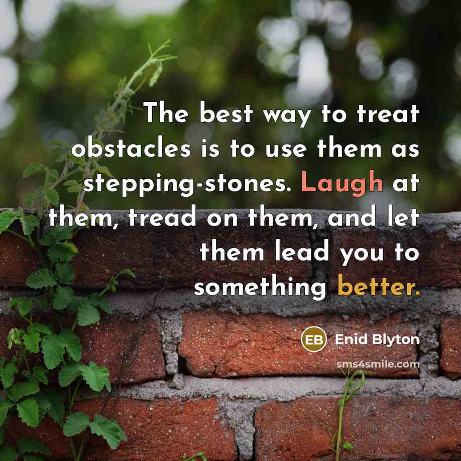 “The best way to treat obstacles is to use them…” quote by Enid Blyton