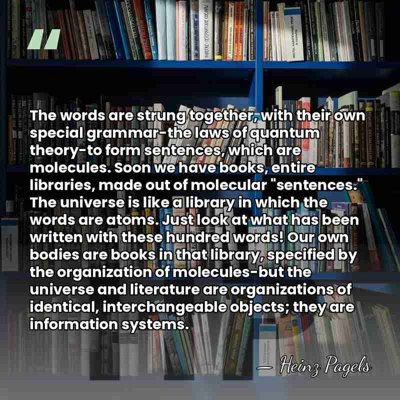 The words are strung together, with their own special grammar-the laws of&hellip; - Heinz Pagels