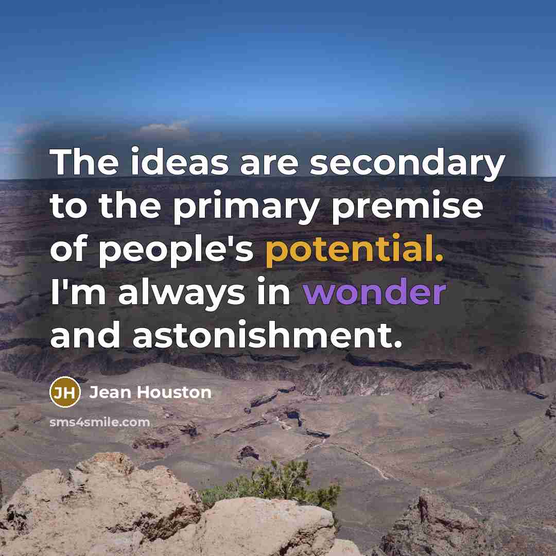 “The ideas are secondary to the primary premise of people's…” quote by Jean Houston