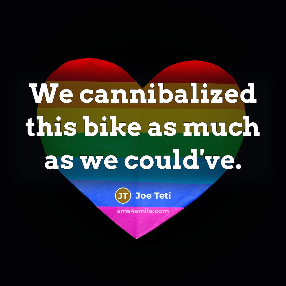 “We cannibalized this bike as much as we could've.…” quote by Joe Teti