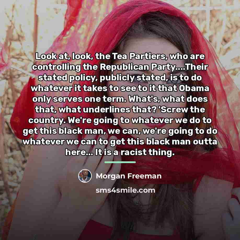 “Look at, look, the Tea Partiers, who are controlling the…” quote by Morgan Freeman