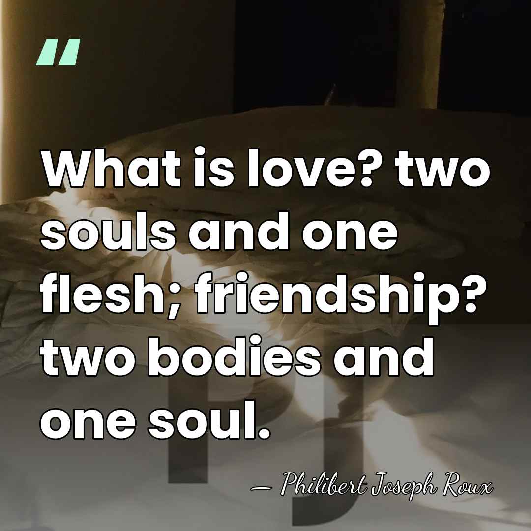 What is love? two souls and one flesh; friendship? two bodies and&hellip; - Philibert Joseph Roux