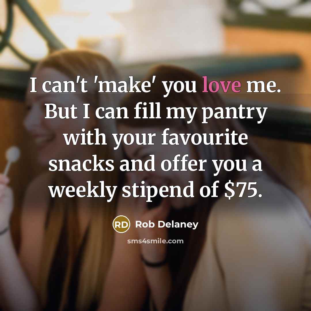 “I can't 'make' you love me. But I can fill…” quote by Rob Delaney