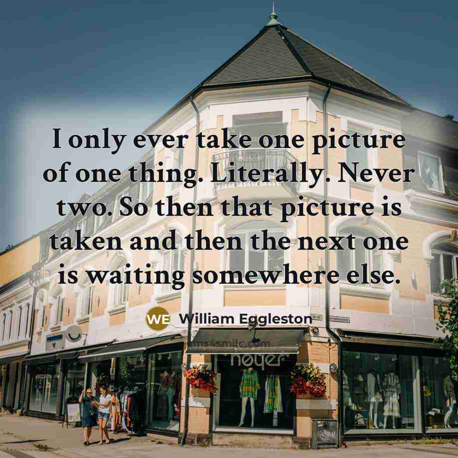 “I only ever take one picture of one thing. Literally.…” quote by William Eggleston