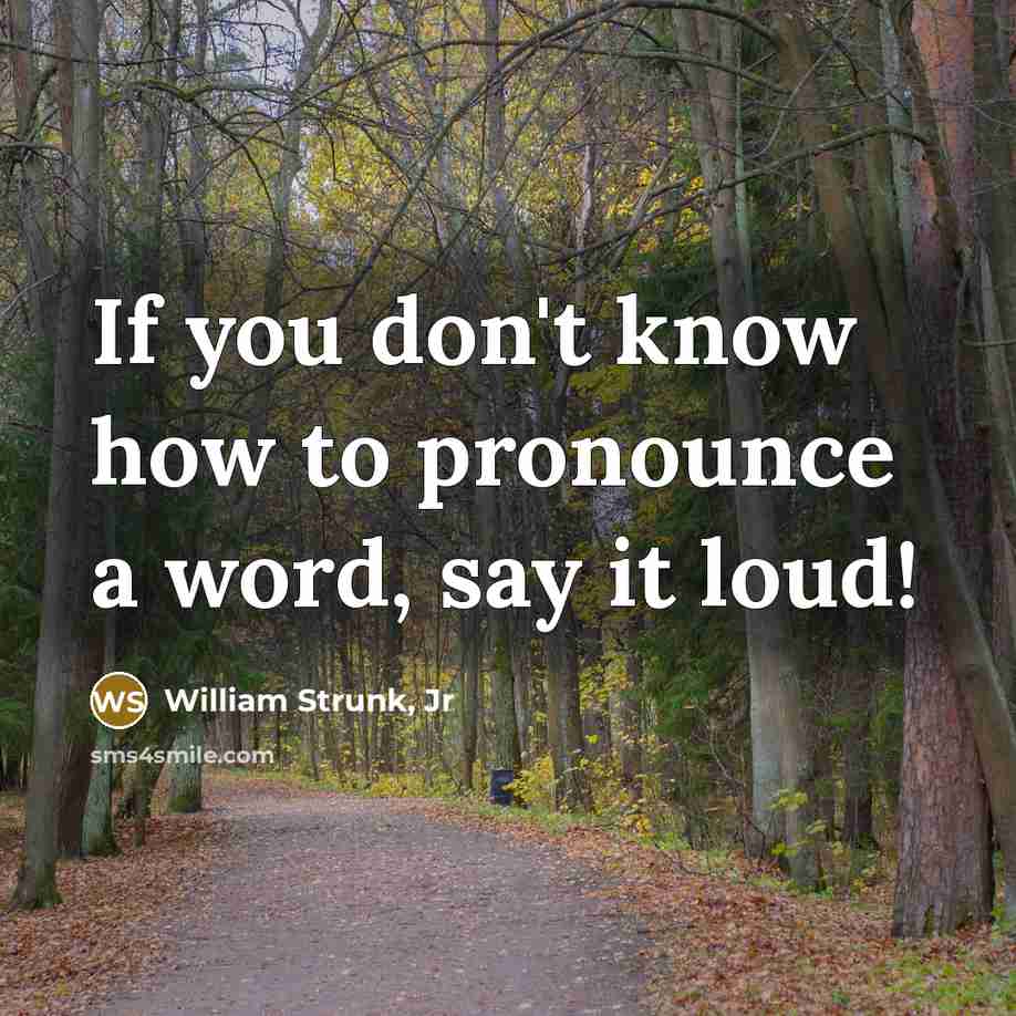 “If you don't know how to pronounce a word, say…” quote by William Strunk, Jr
