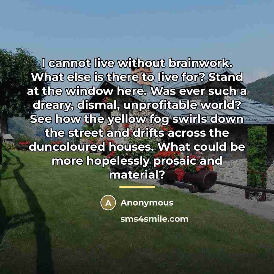 “I cannot live without brainwork. What else is there to…” quote by Anonymous