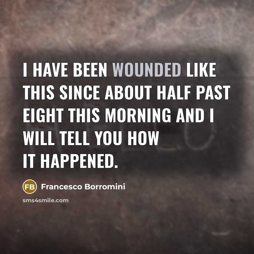 “I have been wounded like this since about half past eight this morning and I will tell you how it happened.” quote by Francesco Borromini