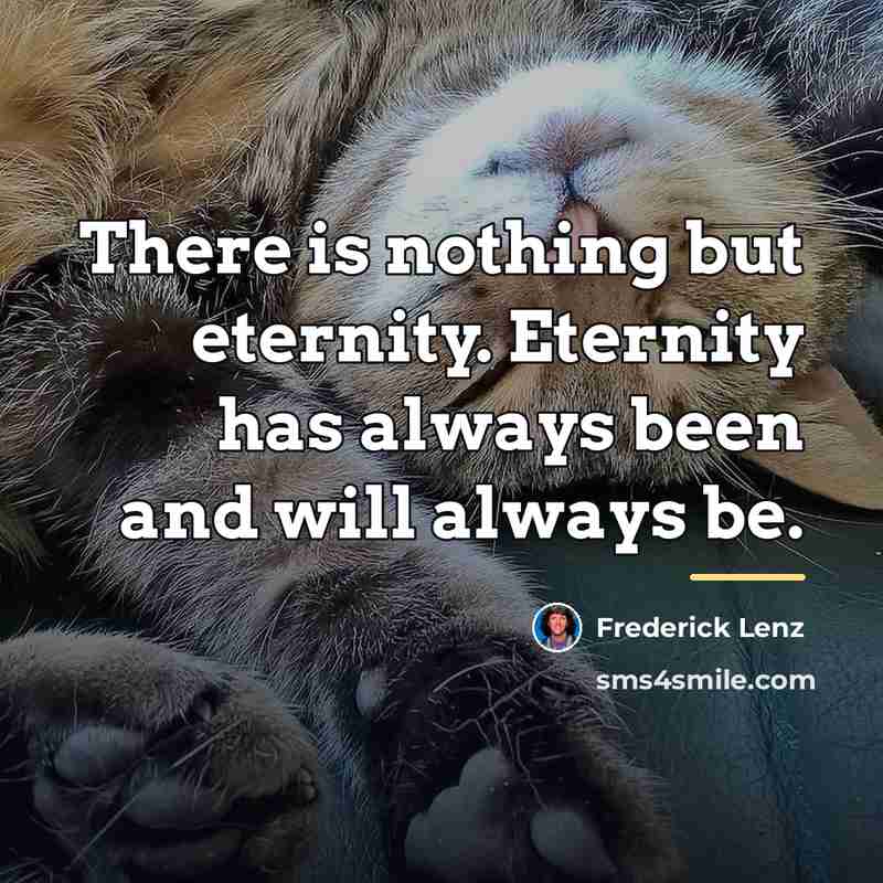 “There is nothing but eternity. Eternity has always been and…” quote by Frederick Lenz