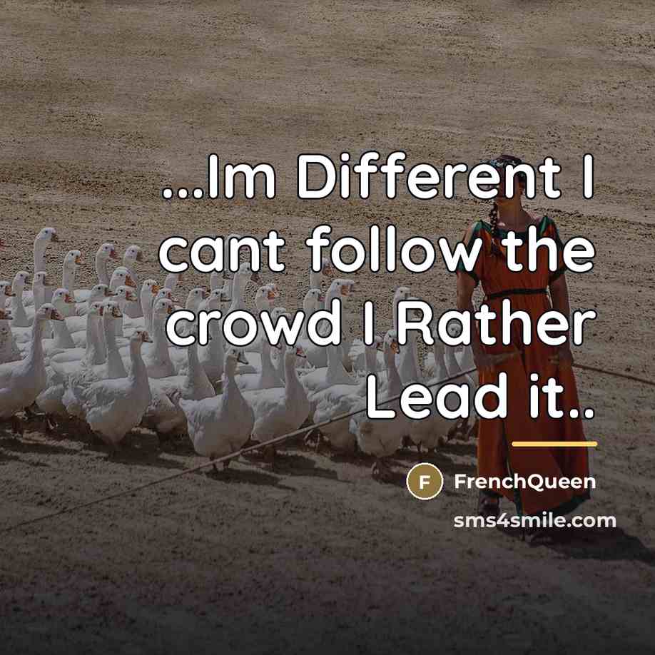 “...Im Different I cant follow the crowd I Rather Lead…” quote by Frenchqueen