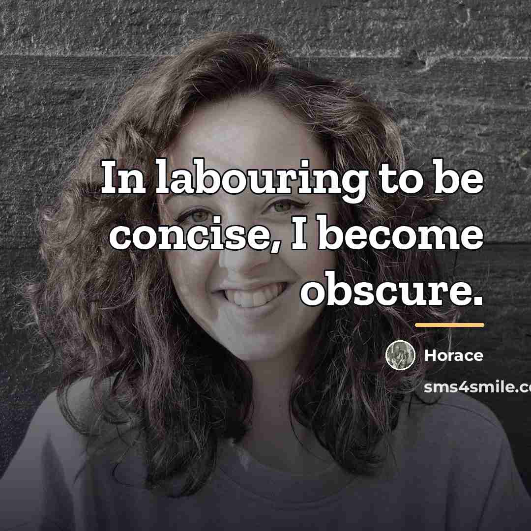 “In labouring to be concise, I become obscure.…” quote by Horace