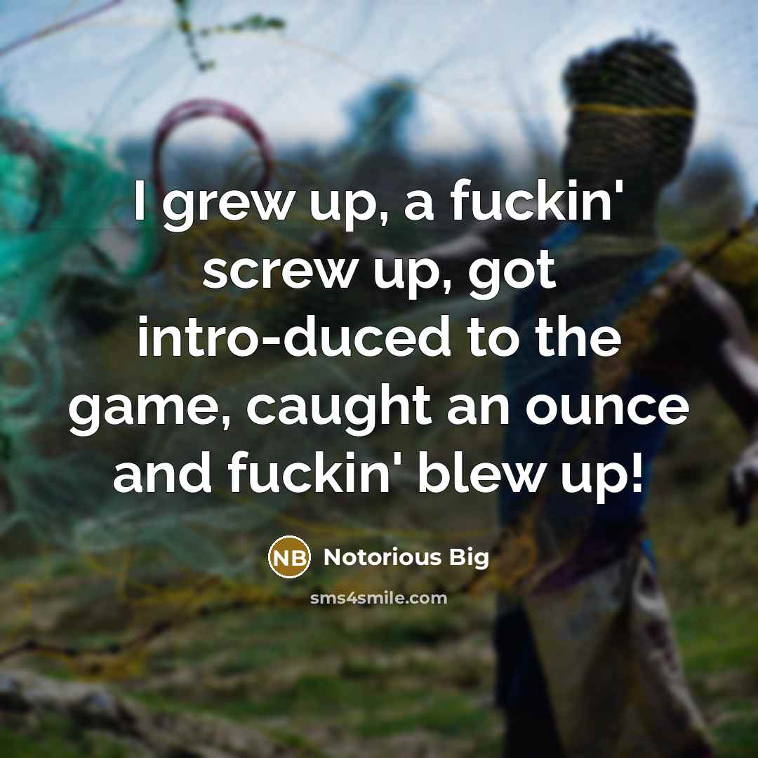 “I grew up, a fuckin' screw up, got intro-duced to…” quote by Notorious Big