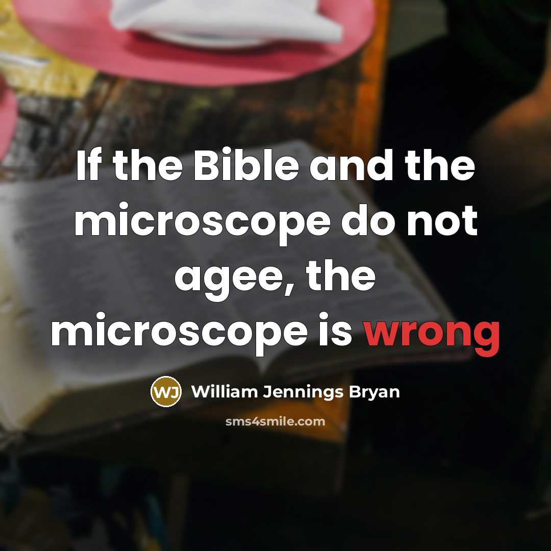 “If the Bible and the microscope do not agee, the…” quote by William Jennings Bryan