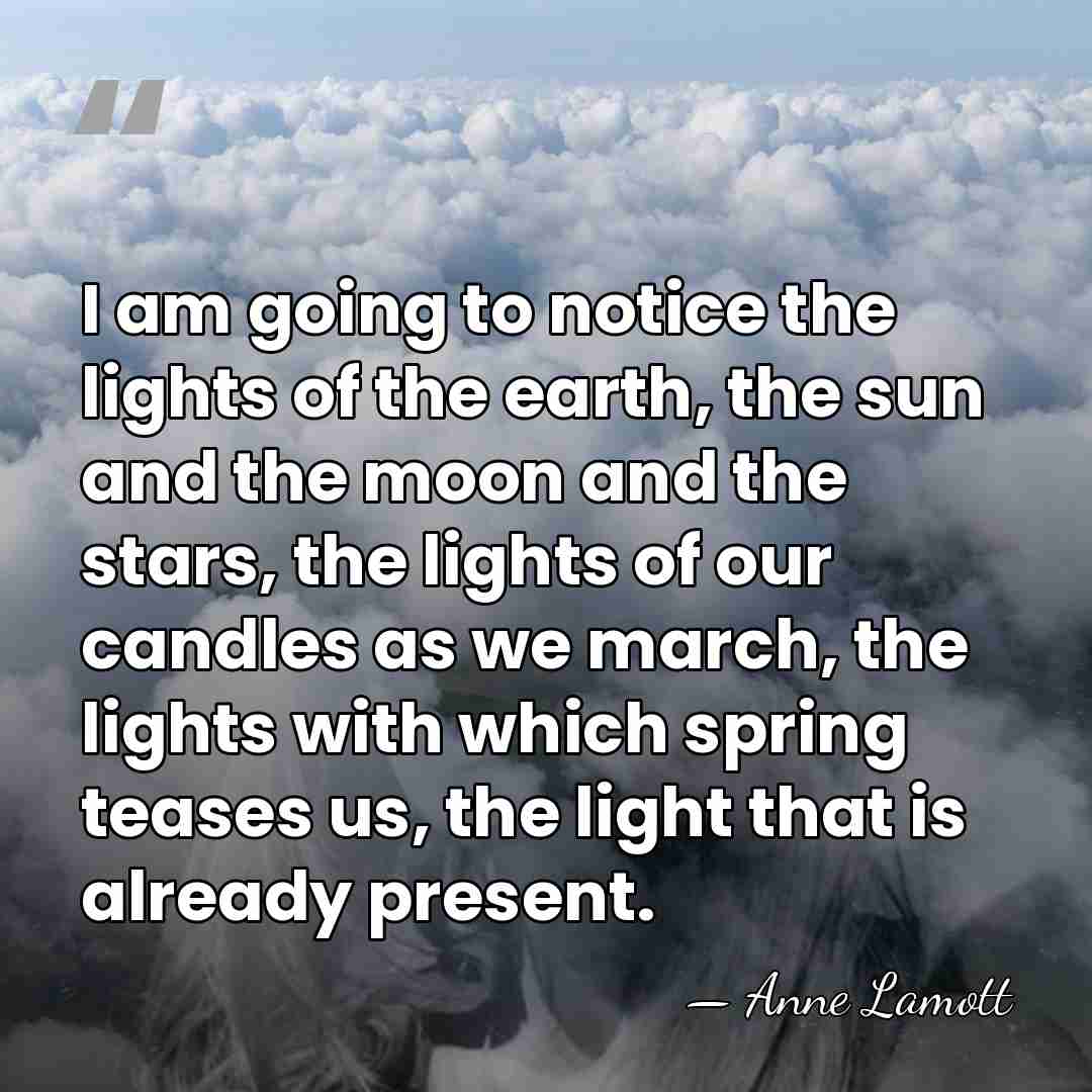 I am going to notice the lights of the earth, the sun&hellip; - Anne Lamott