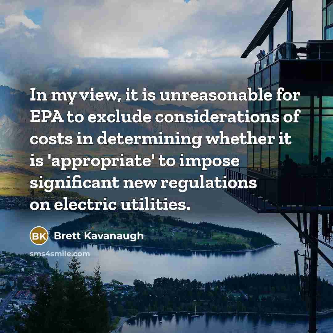 “In my view, it is unreasonable for EPA to exclude…” quote by Brett Kavanaugh