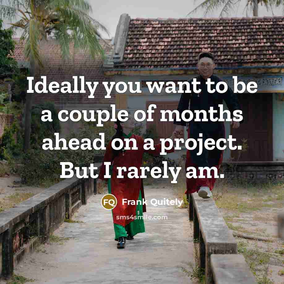 “Ideally you want to be a couple of months ahead on a project. But I rarely am.” quote by Frank Quitely