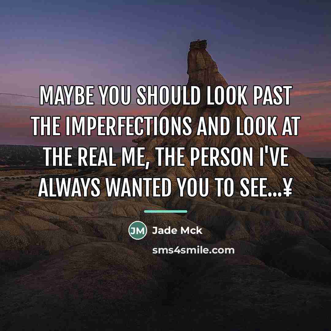 “Maybe you should look past the imperfections and look at…” quote by Jade Mck