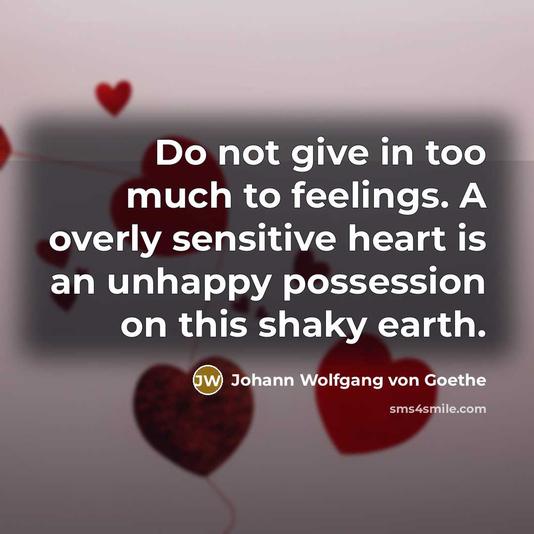 “Do not give in too much to feelings. A overly…” quote by Johann Wolfgang von Goethe