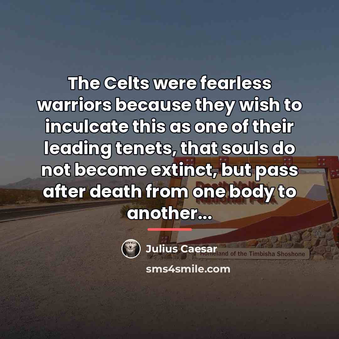 “The Celts were fearless warriors because they wish to inculcate…” quote by Julius Caesar